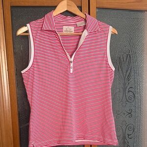 EP Pro Tour Red & White Striped Sleeveless Tank pickleball Golf Tennis Med